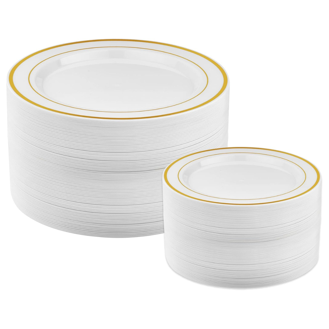 50 Gold Rimmed Disposable Plates