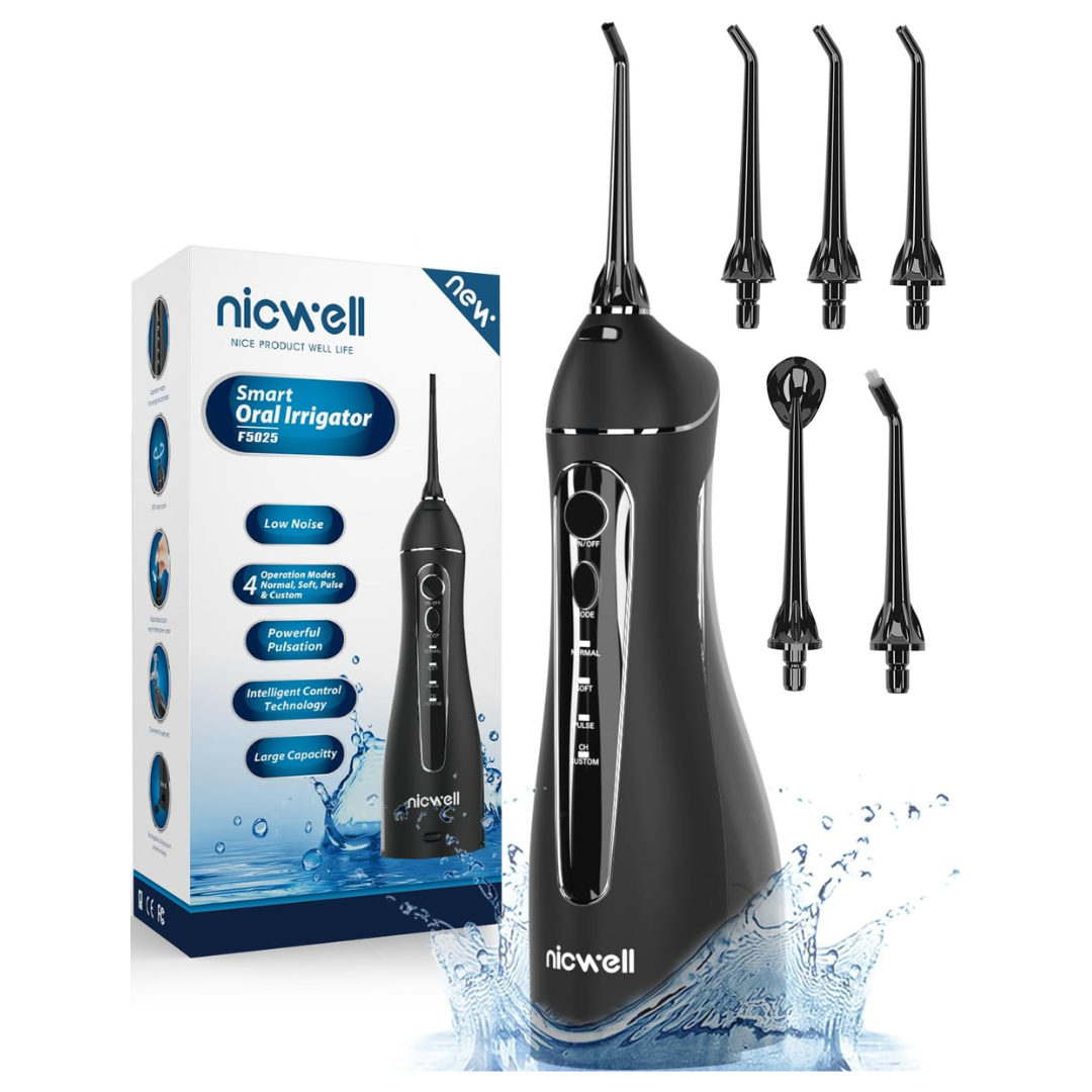Cordless Water Flosser With 4 Modes & 5 Jet Tips
