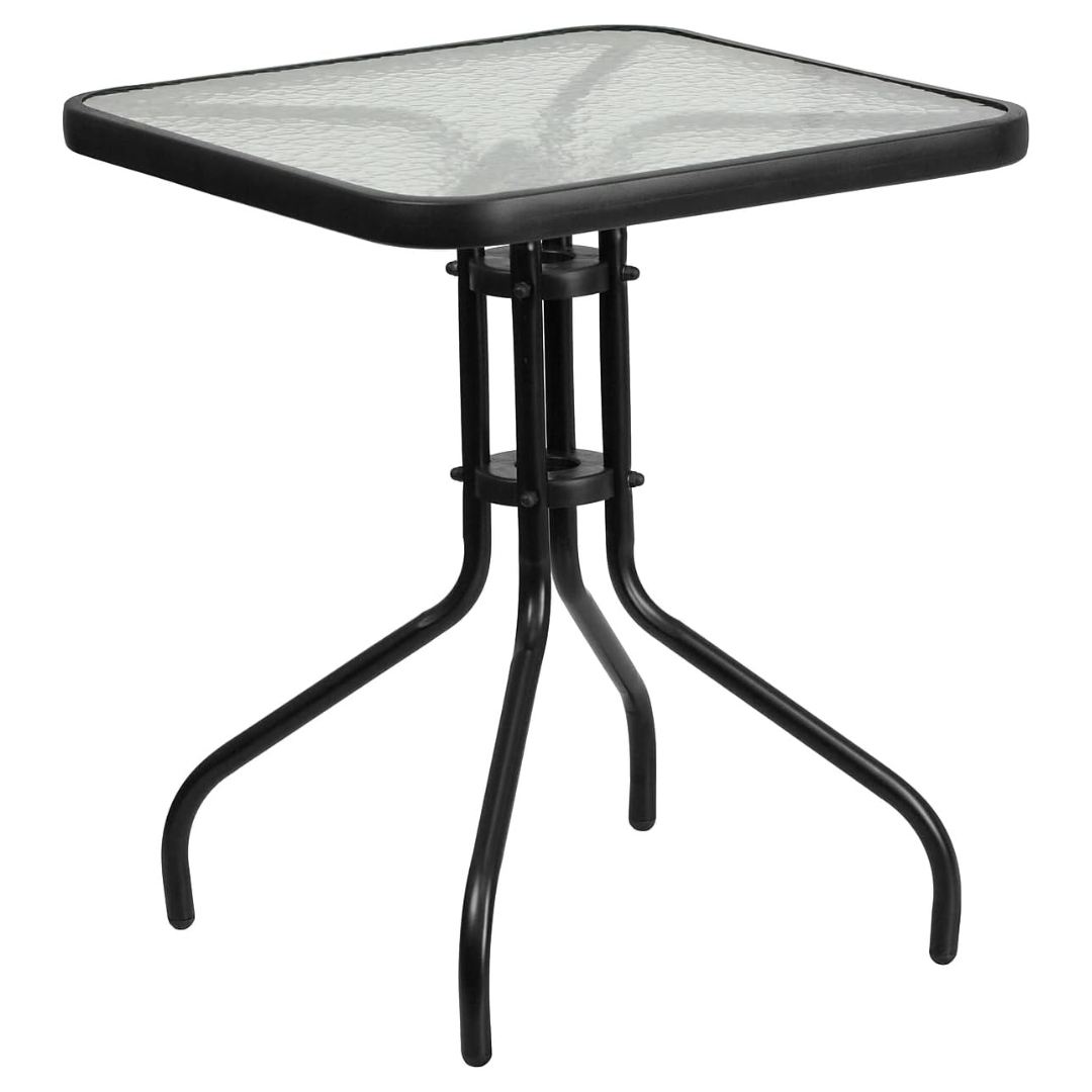 Square Tempered Glass Metal Table