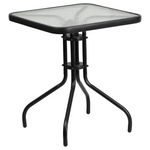 Square Tempered Glass Metal Table