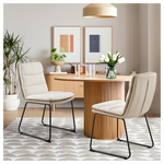 2 Upholstered Solid Back Metal Dining Chairs (2 Colors)