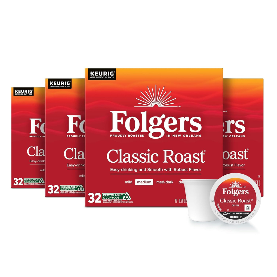 128-Ct Folgers Classic Roast K-Cup Coffee Pods