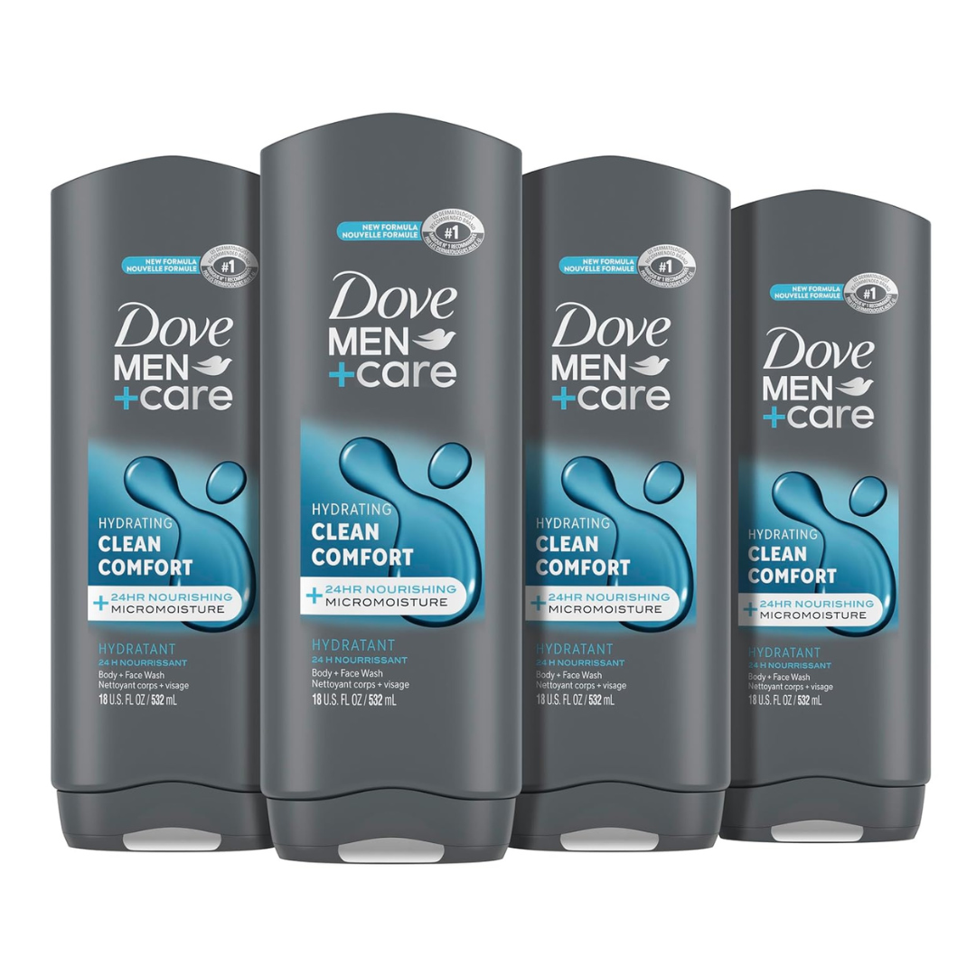 4 Bottles Of Dove Men's Clean Comfort Body Wash