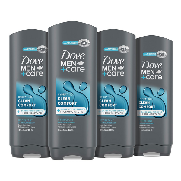 4 Bottles Of Dove Men's Clean Comfort Body Wash