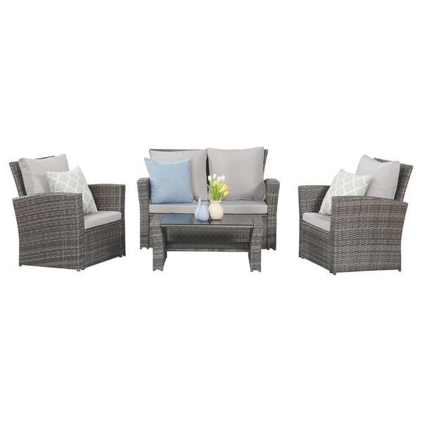 4 Piece Wicker Patio Furniture Set