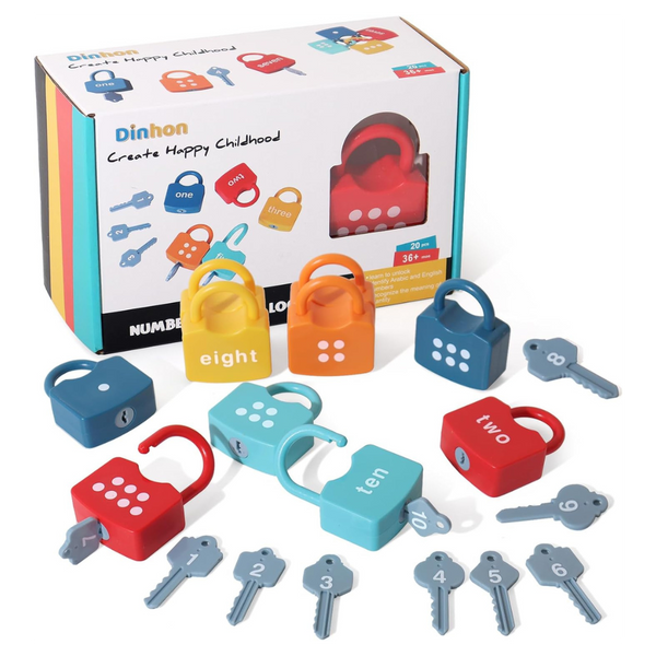 Kids Learning Numbers: Locks with Keys for Matching & Counting