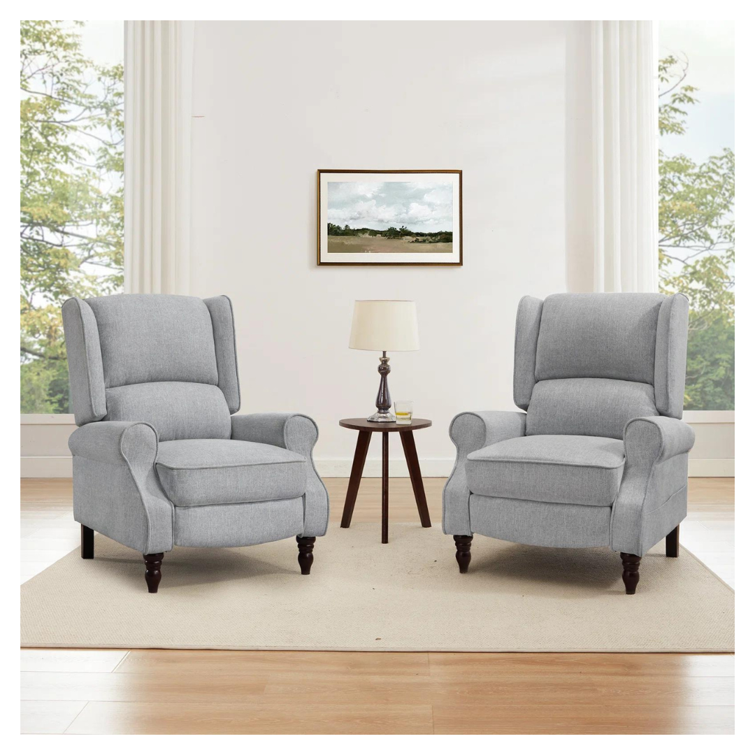 Set of 2 Manual Upholstered Recliners (3 Colors)