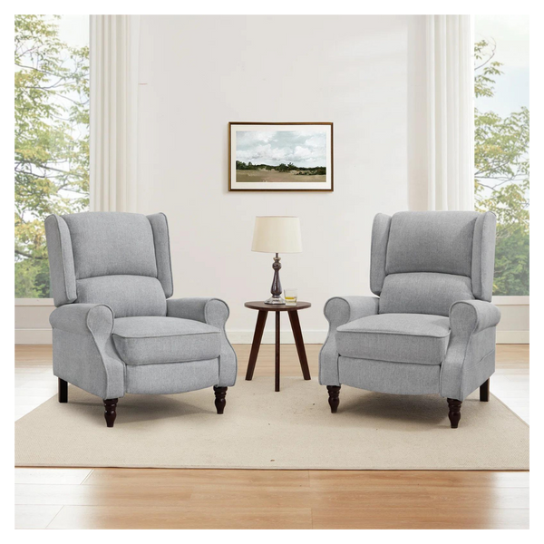 Set of 2 Manual Upholstered Recliners (3 Colors)