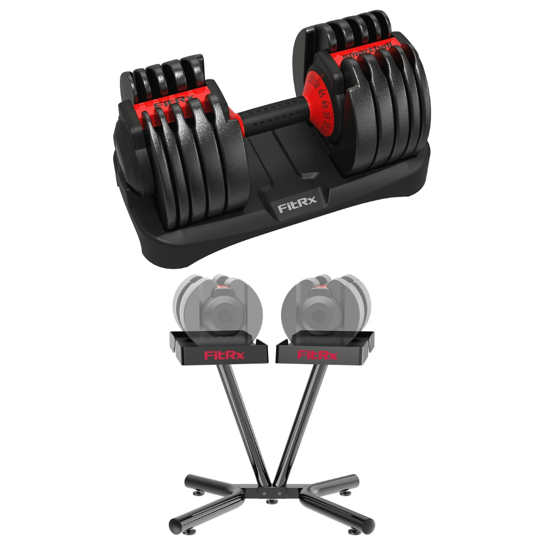 2 Adjustable Dumbbells (5-52.5lbs) with Weight Rack Stand