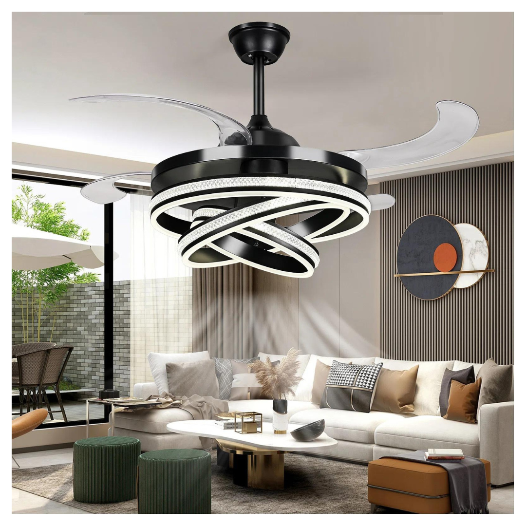 Retractable LED Chandelier Ceiling Fan