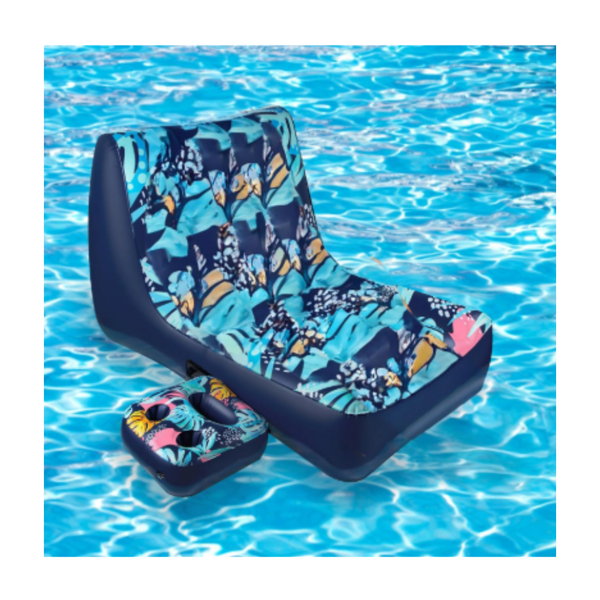 Inflatable Pool Lounger with Cupholder