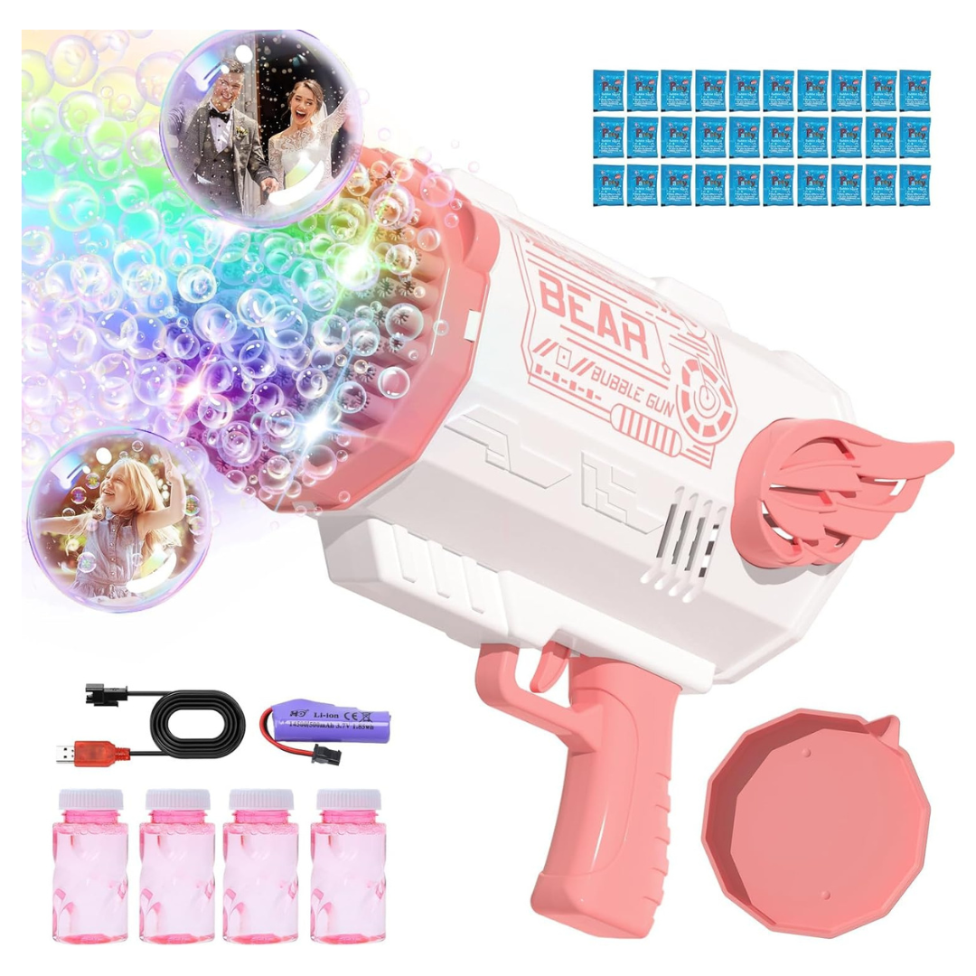 112 Holes Bubble Machine Blower with 34 Refills