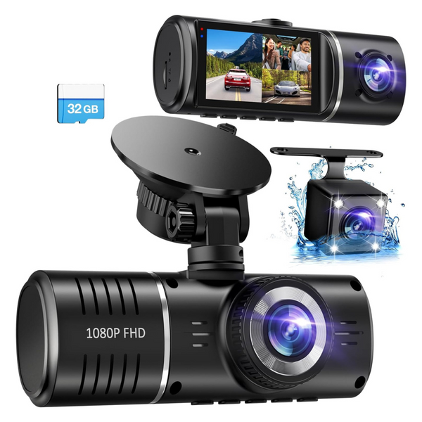 1080P FHD Front, Rear & Inside Dash Cam