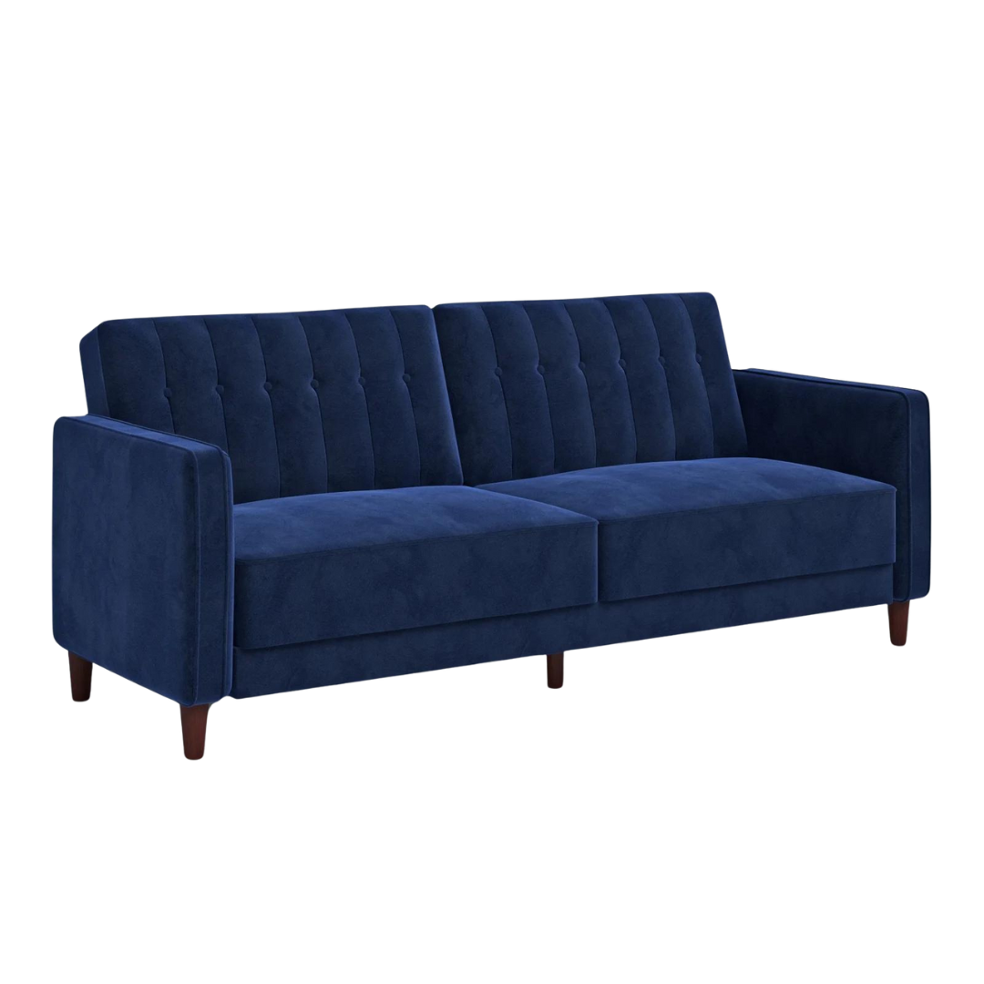 Velvet Square Arm Convertible Sofa (9 Colors)