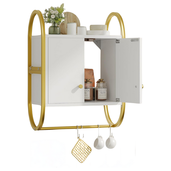 Kitchen Wall Cabinet with Hanging Rack