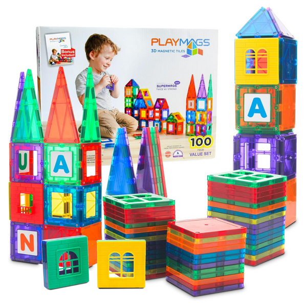 100 Piece Playmags Magnetic Tiles