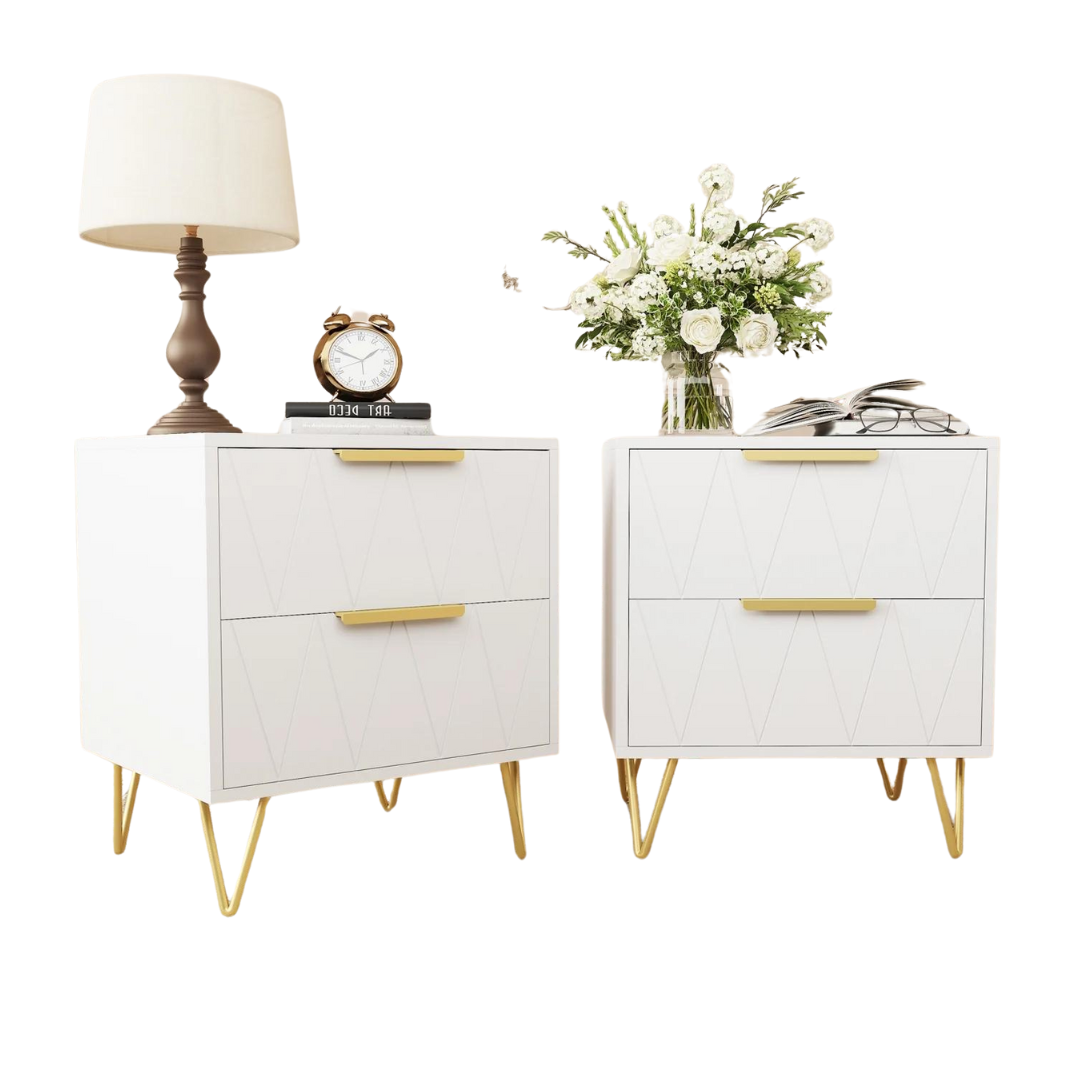 2-Pack Modern 2-Drawer Nightstands (2 Colors)