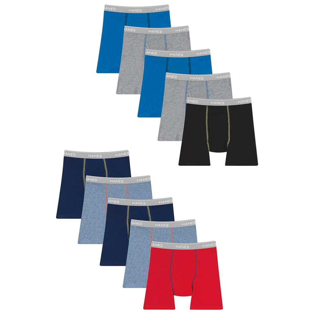 10-Pack Hanes Boys & Toddlers Boxer Briefs (3 Colors)