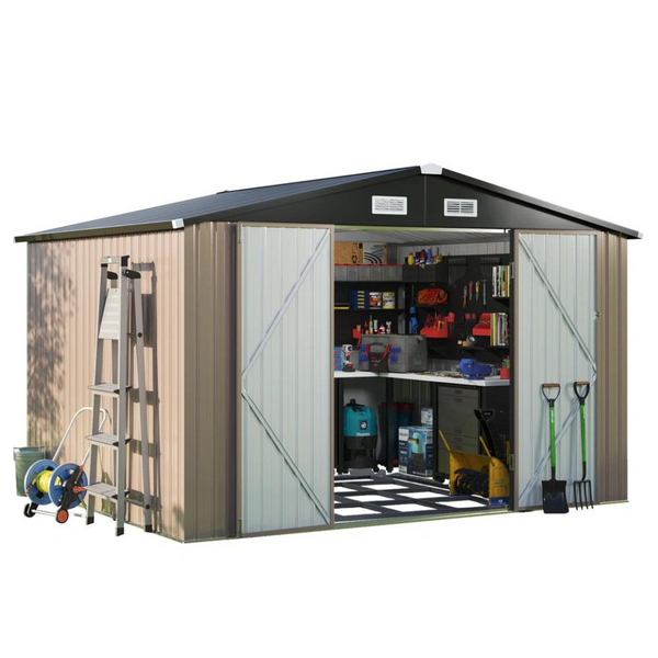 10' x 8' Metal Outdoor Storage Shed with Base Frame Kit