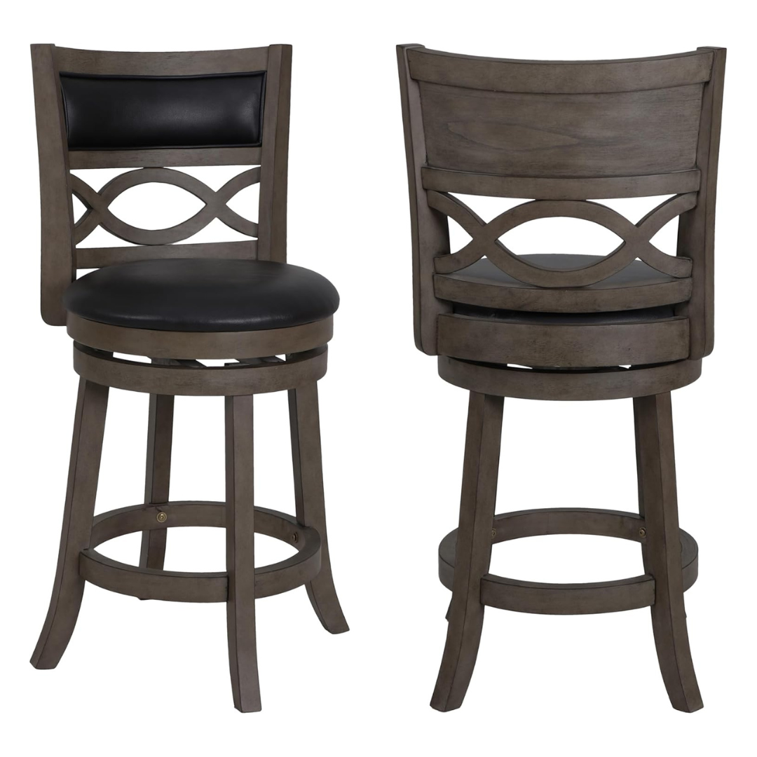 Set of 2 Upholstered Swivel Barstools