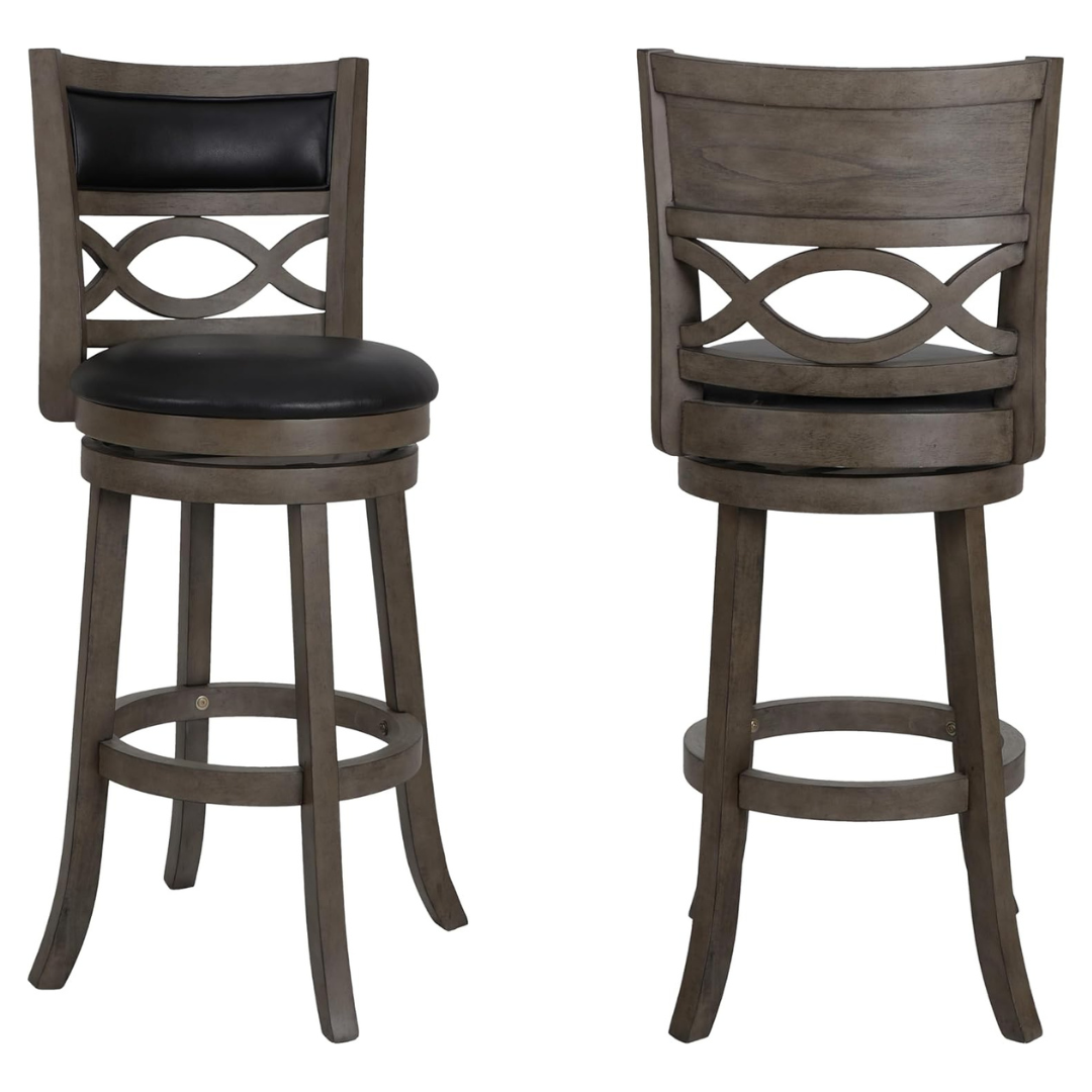 Set of 2 Upholstered Swivel Barstools