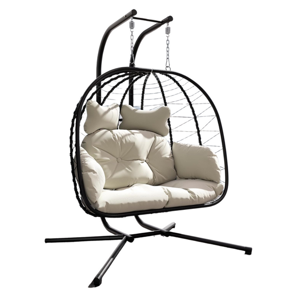 Double Wicker Swing Egg Chair