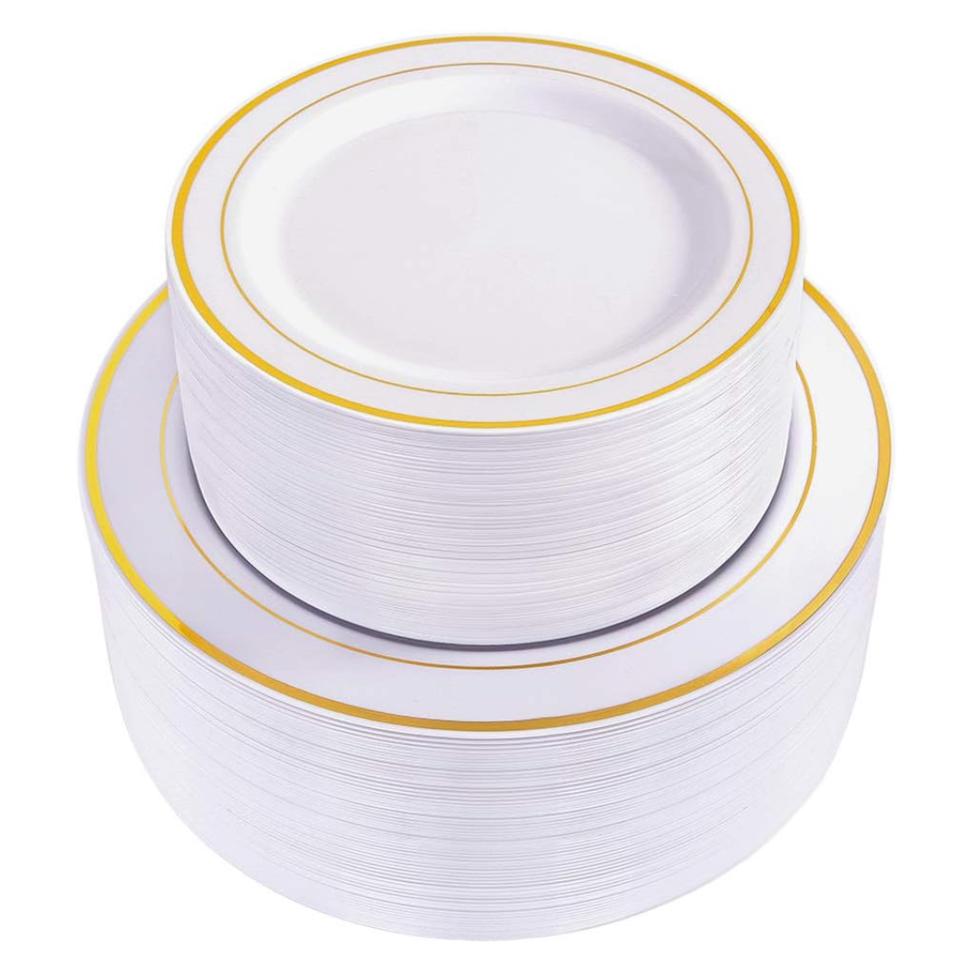 120 Gold Disposable Dinner Plates