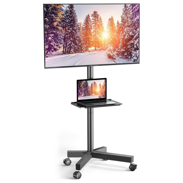 Adjustable Mobile TV-Monitor Cart with Wheels