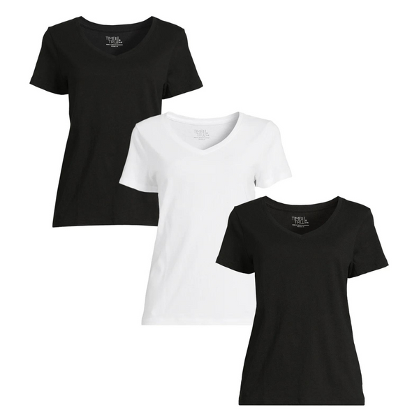 3-Pack Women’s V-Neck Tee with Short Sleeves