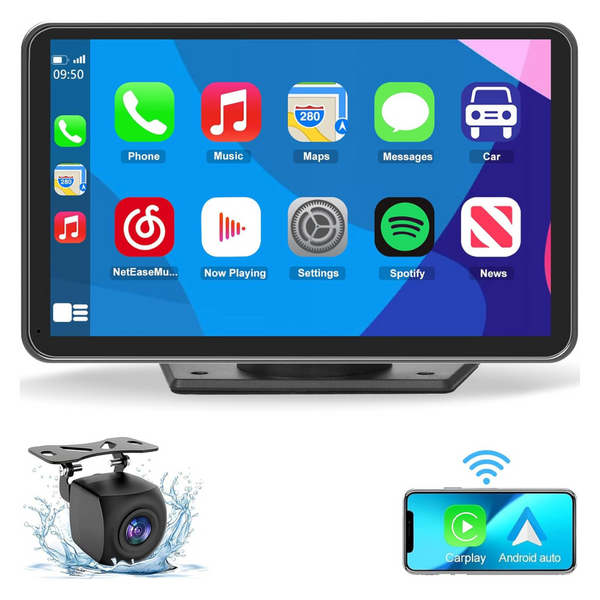 Wireless Carplay/Android Auto 7" Touchscreen Display With Backup Cam