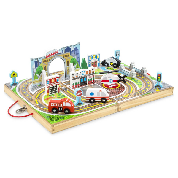 Melissa & Doug 18-Piece Wooden Tabletop Town