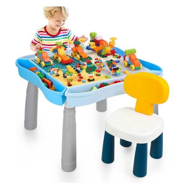 Kids Activity Table And Chair Set + 320 Building Blocks