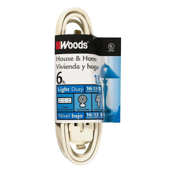 6-Ft 3-Outlet Extension Cord w/ Power Tap