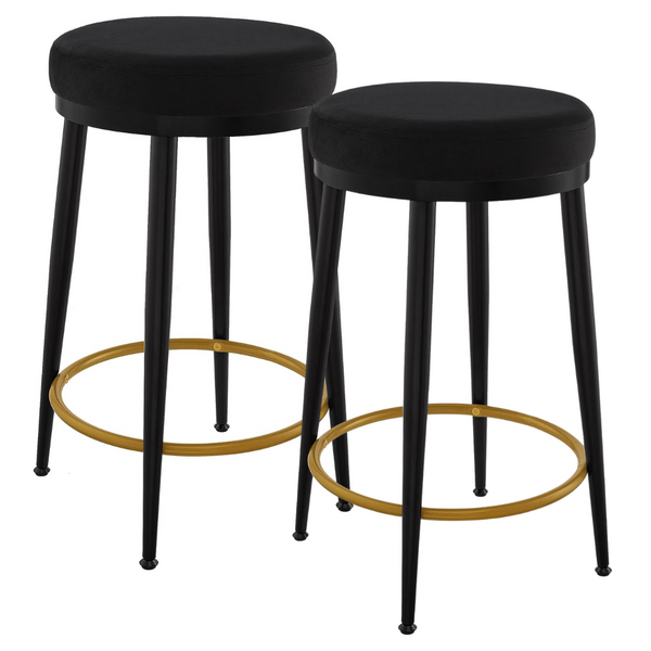 2 Ball & Cast Upholstered Metal Frame Bar Stools