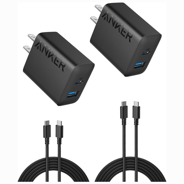 2-Pack Anker 20W Fast Wall Charger & USB-C Cables (2 Colors)