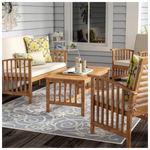 4 Piece Outdoor Wooden Seating Set With Cushions