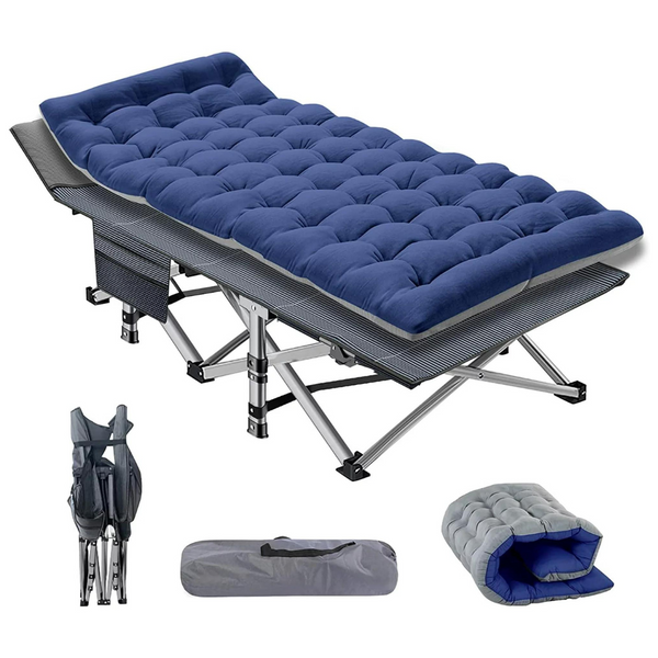 Folding Bed Cot With 2 Sided Mattress & Carry Bag