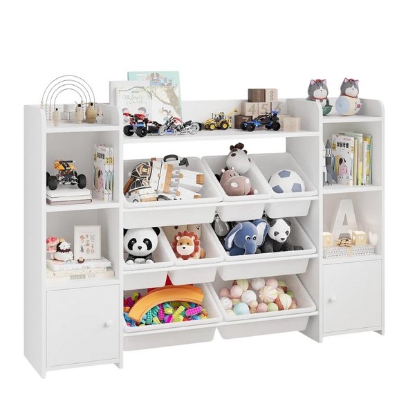 Wooden Toy Organizer with Bins