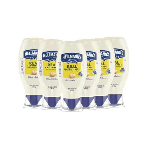 Paquete de 6 botellas exprimibles de mayonesa real Hellmann's