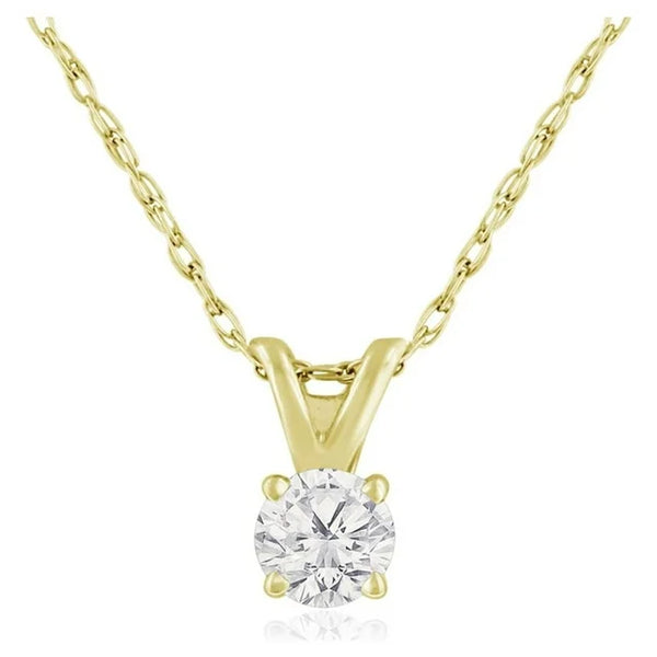 14 Karat 1/6 Carat Diamond Solitaire Necklace