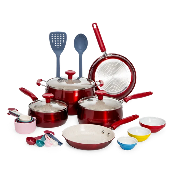 23-Piece Tasty Clean Ceramic Non-Stick Aluminum Cookware Set