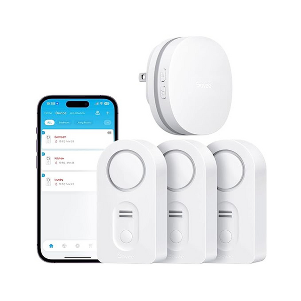 Govee WiFi Water Sensor 3 Pack Water Leak Detector With Adjustable Alarm And App Alerts