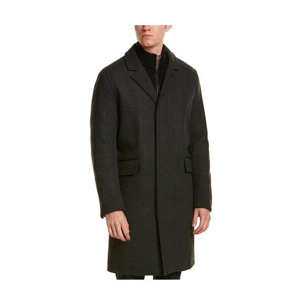 Cole Haan Men’s Wool Twill Long Classic Topper Coat