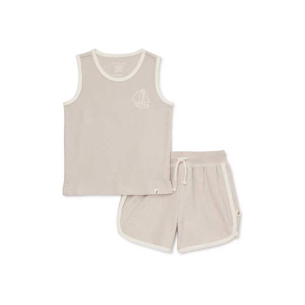 Easy-Peasy Baby and Toddler Boy Terry Cloth Tank Top and Shorts Outfit Set