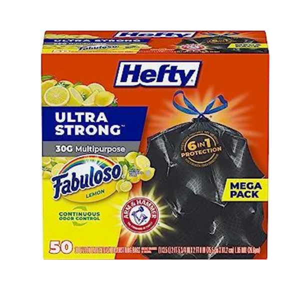 50-Count Hefty Ultra Strong Multipurpose Large Trash Bags, 30 Gallon