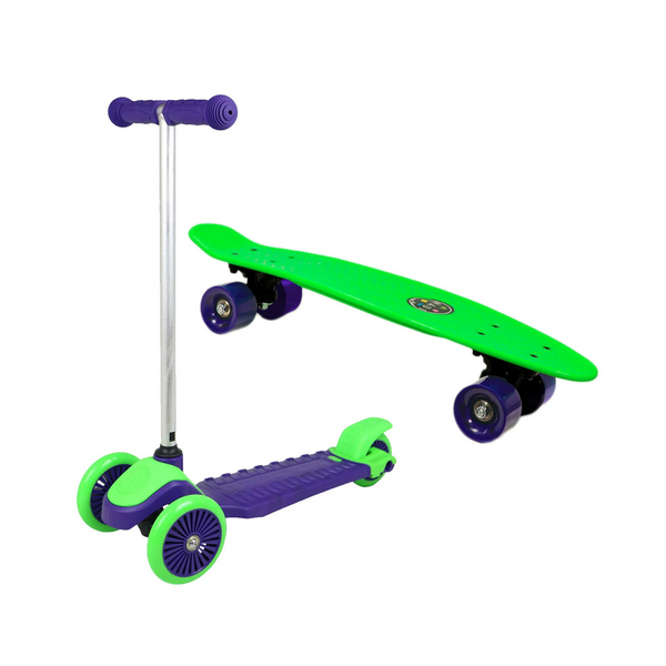 Maui and Sons Mini Sharkman - Juego combinado de patinete y patineta