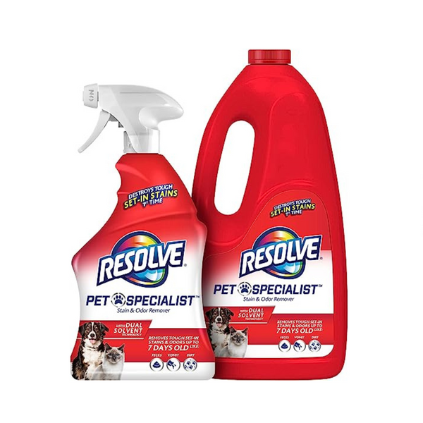 Resolve Pet Specialist Carpet Cleaner Stain Remover And Odor Eliminator Trigger And Refill Bottles