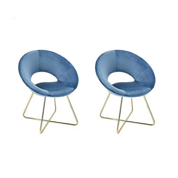 Juego de 2 sillones de comedor tapizados con acento de terciopelo moderno CangLong