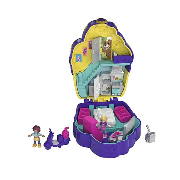 Polly Pocket Playset, juguete de viaje con 2 micromuñecas y accesorios sorpresa