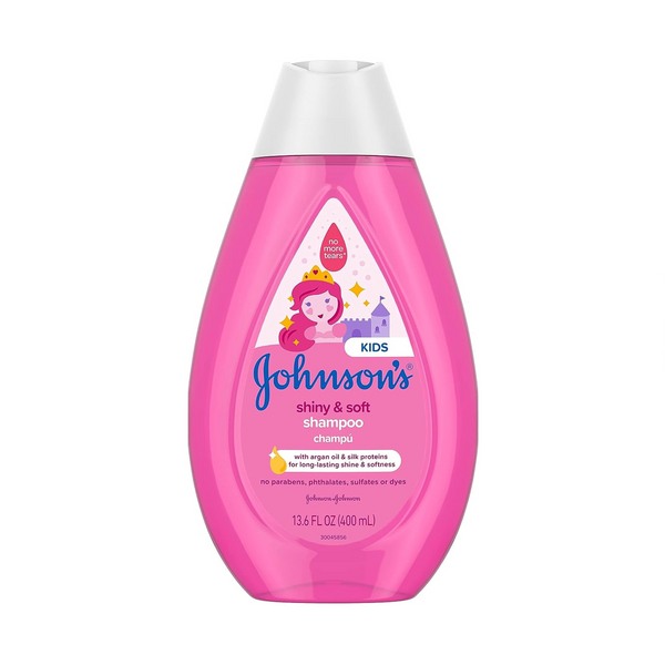 Champú para niños Johnson's Baby Shiny Soft TearFree con proteínas de seda de aceite de argán (13.6 onzas líquidas)